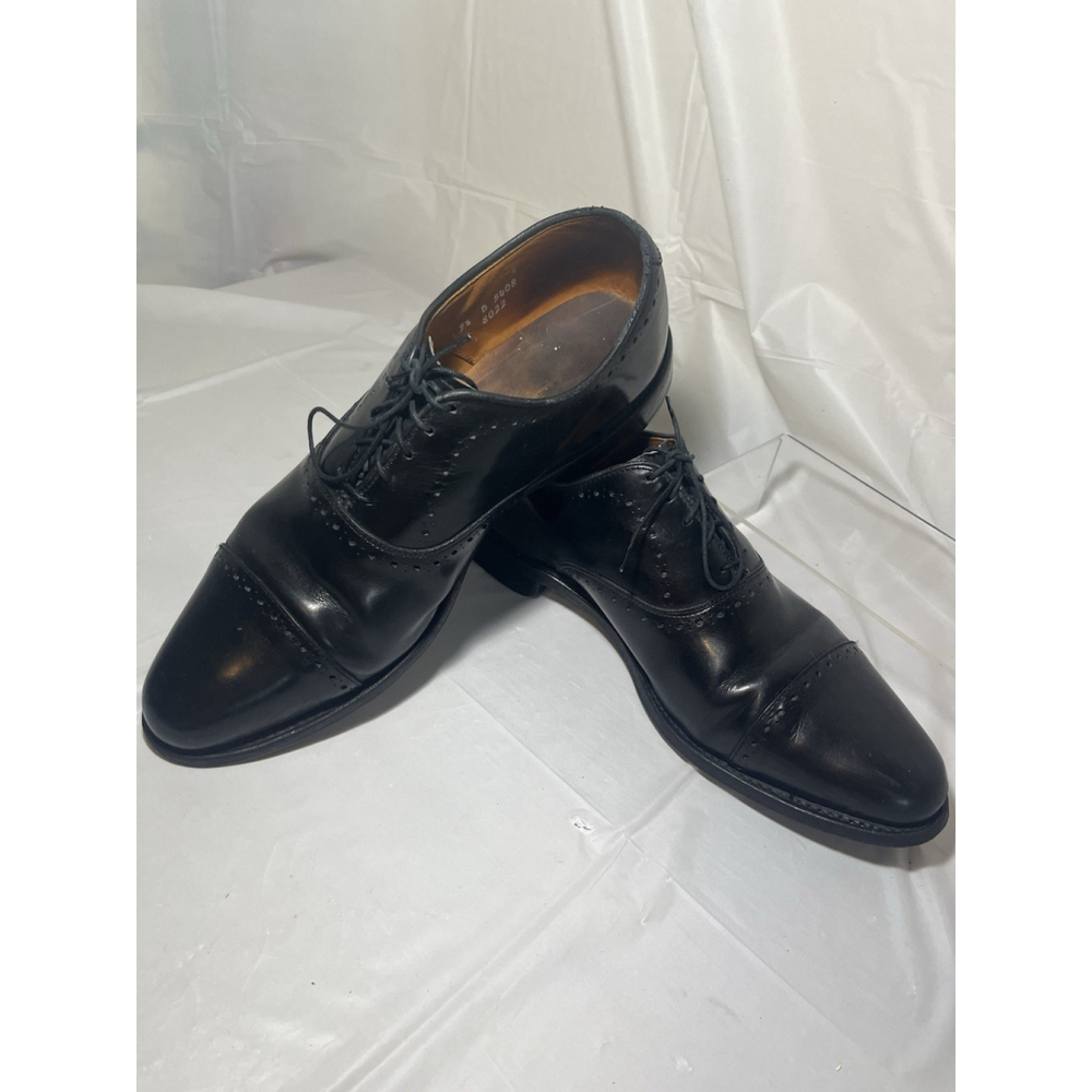 Allen Edmonds 9.5 B Mens Dress Shoes Hale Black Leather Brocade Oxfords ($425) - Picture 5 of 15
